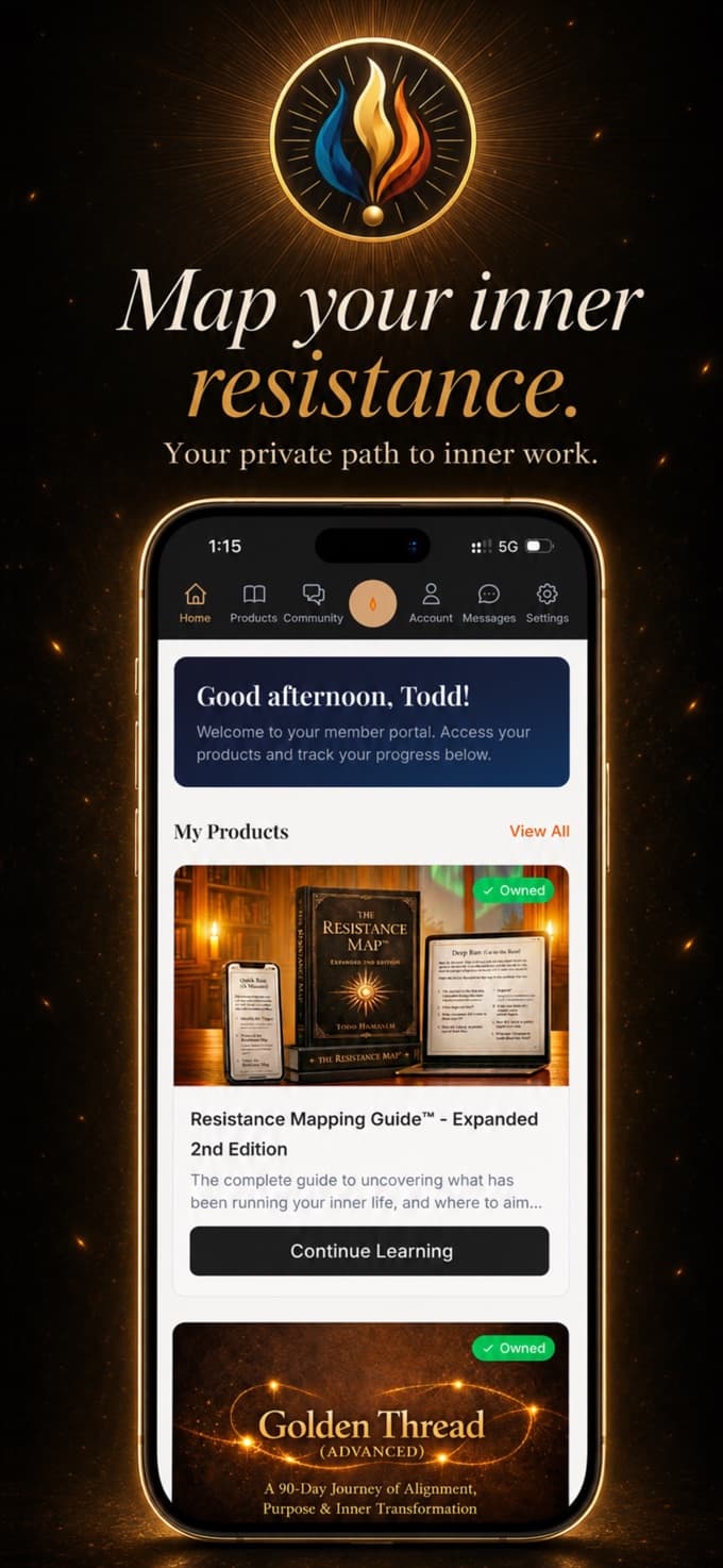 The Inner Wealth Initiate app on iPhone — your private member portal